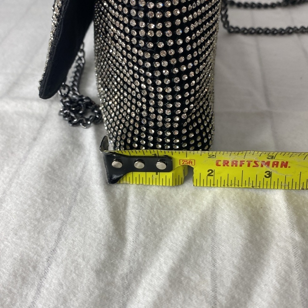 Topshop Diana Diamante Clutch Bag -Elegant‎ Black and Silver Women's Bag - Picture 13 of 13